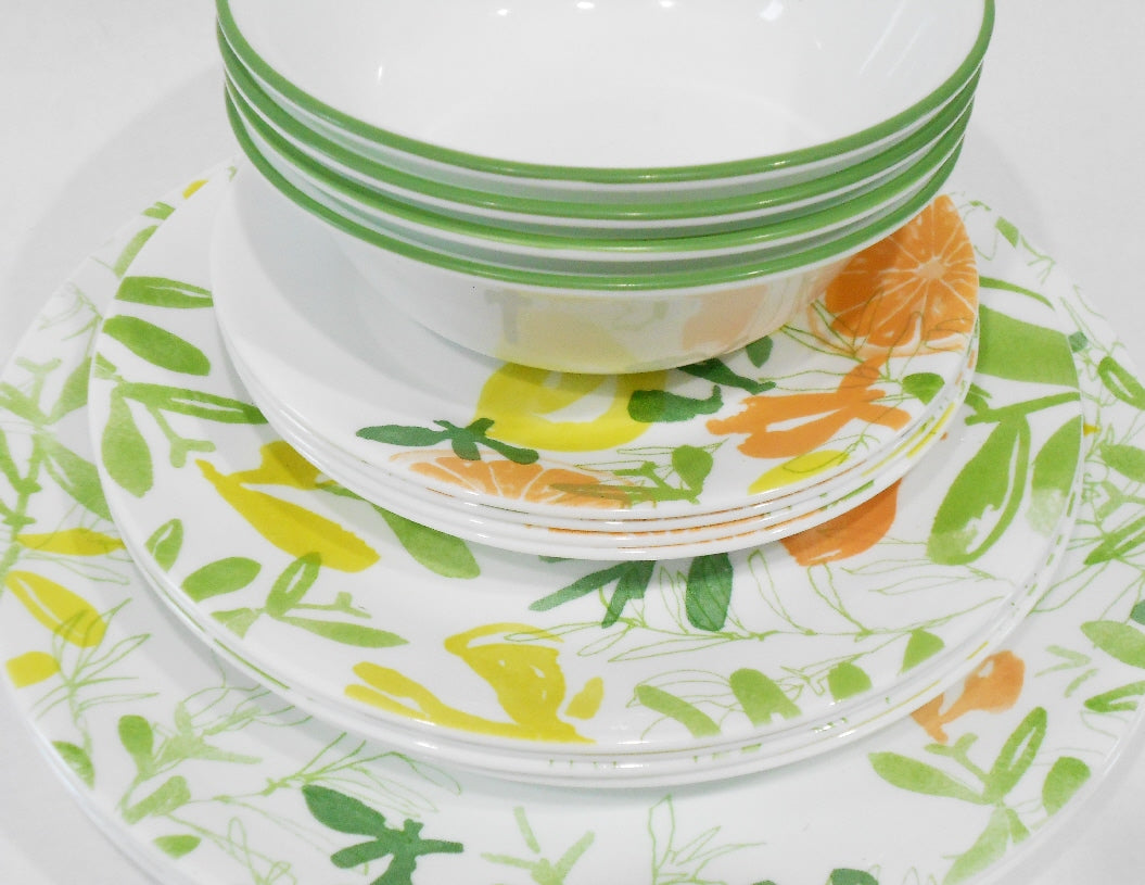 ❤️ 16-pc CORELLE Contemporary Fruit DINNERWARE SET Citrus