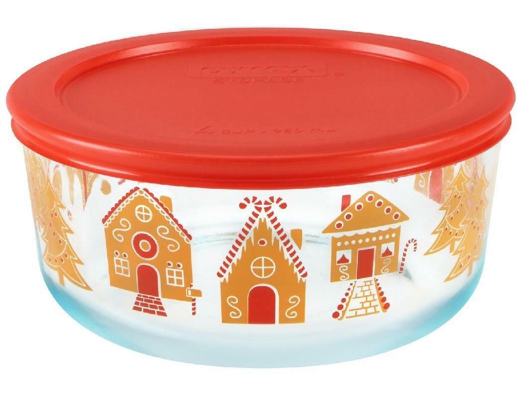 Pyrex LARGE 7 Cup GINGERBREAD VILLAGE Bowl Holiday Storage Candy