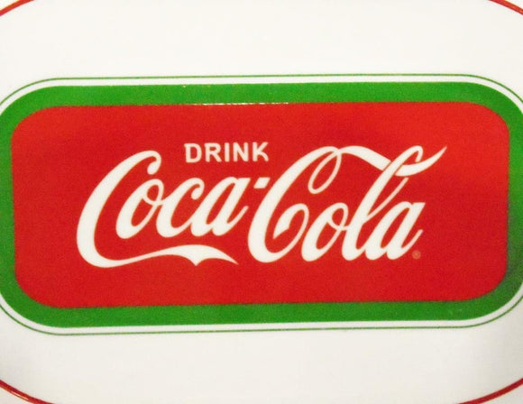 DRINK COCA~COLA Stoneware SNACK TRAY 12x7 Coke Soda Beverage RED GREEN WHITE New