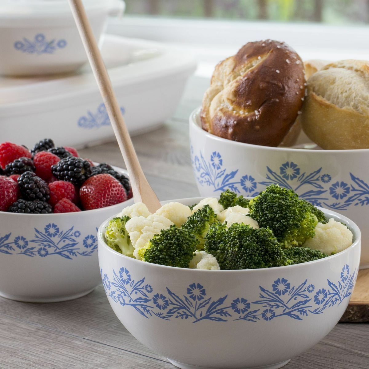 ❤️ NEW 3-pc CorningWare Corning CORNFLOWER BLUE Stoneware MIXING