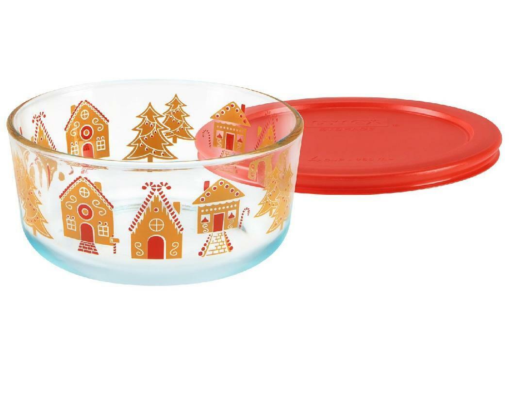 Pyrex LARGE 7 Cup GINGERBREAD VILLAGE Bowl Holiday Storage Candy