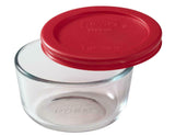 PYREX Simply Store 1 CUP ROUND Storage BOWL Red or Blue Cover 4" x 2" Leftovers Hot Cold