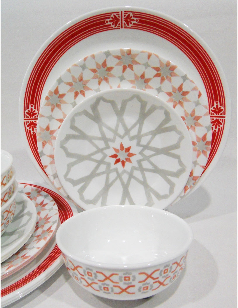 NEW 16-pc Corelle AMALFI ROSA w/Prairie Garden Red DINNERWARE SET