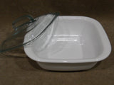 3-pc CORELLE 1.5 Qt Simplylite BAKE SERVE STORE White Casserole Dish w/ Glass & Plastic Cover