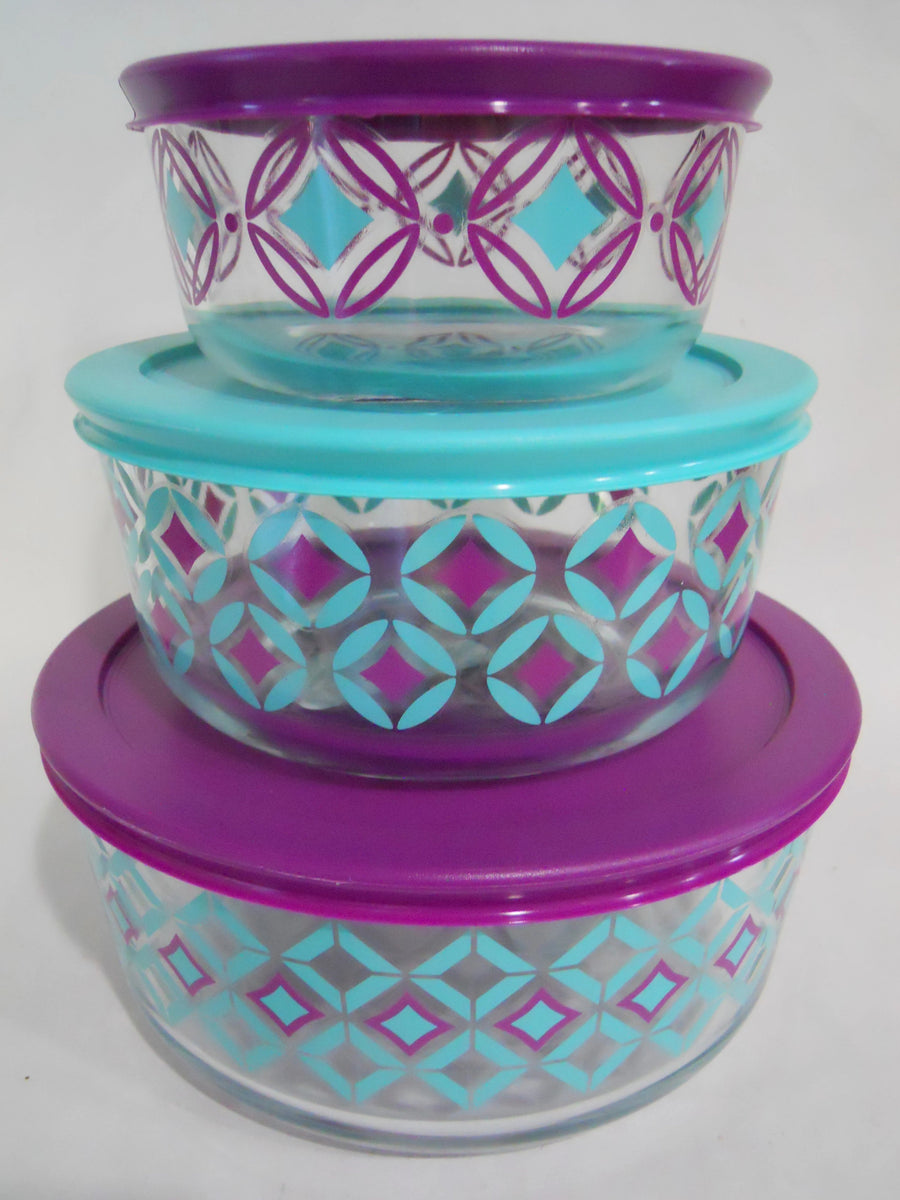 Pyrex DIAMONDS 3 Cup RECTANGULAR Food Storage Container TURQUOISE PURP –  Tarlton Place