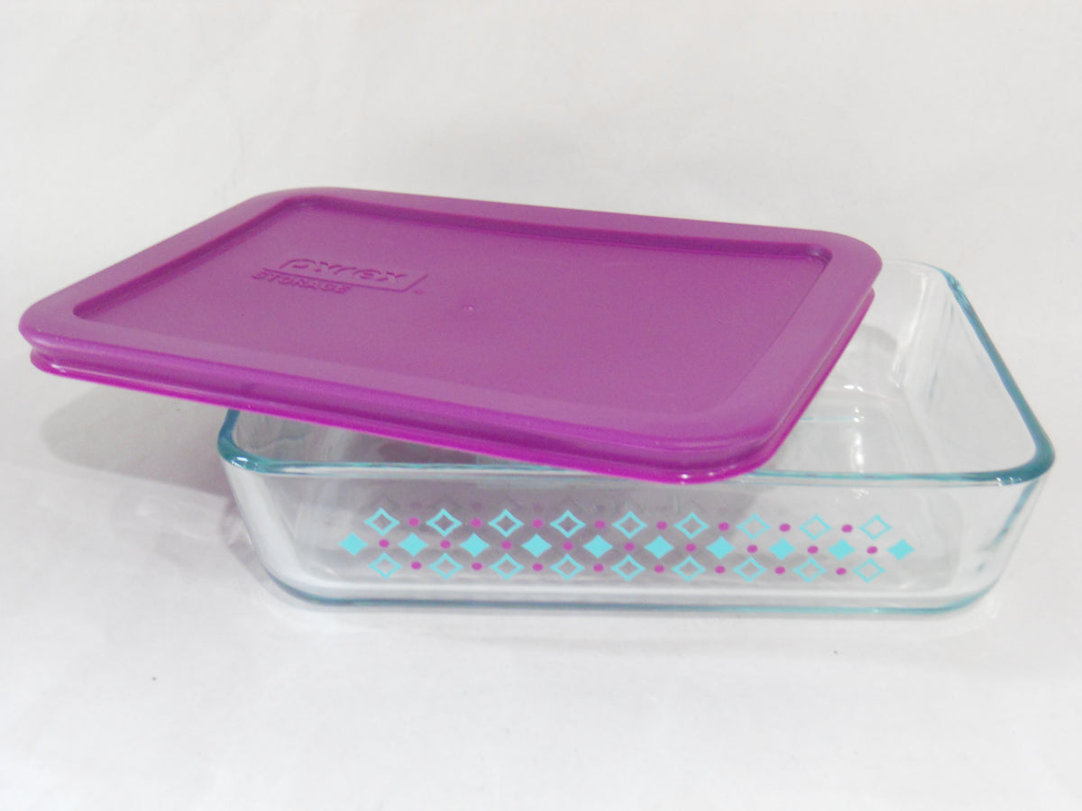 Pyrex DIAMONDS 6 Cup RECTANGULAR Food Storage Container TURQUOISE PURP –  Tarlton Place