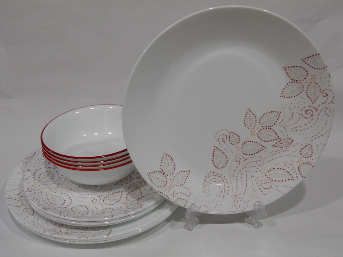 Corelle Leaf Stitch 12-pc. Glass Dinnerware Set, Color: White - JCPenney
