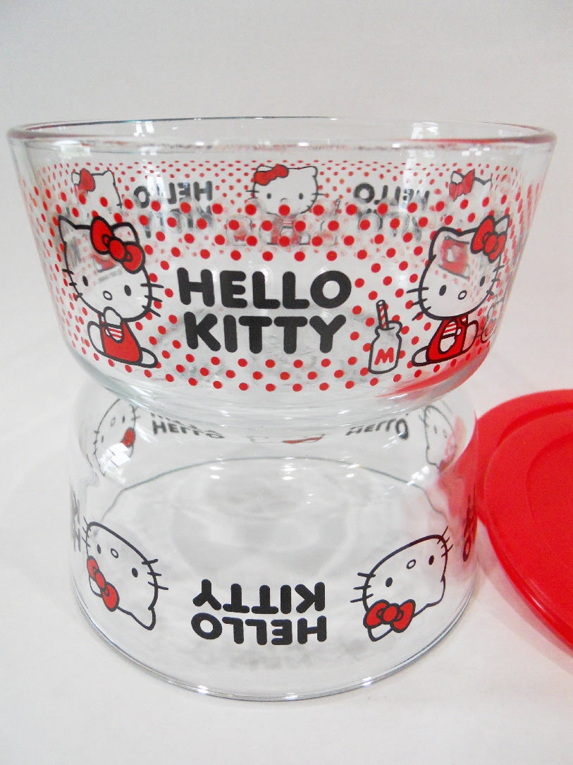 ❤️ 4-pc PYREX 4-Cup HELLO KITTY Storage Bowl Set *Sanrio