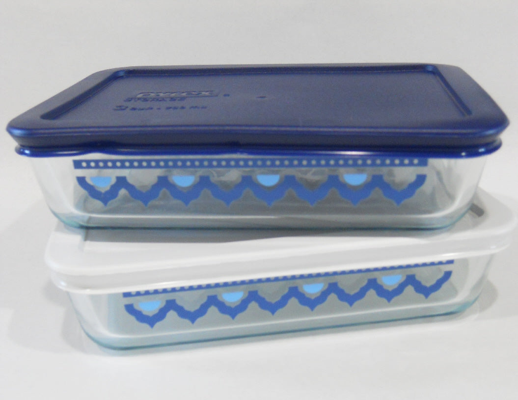 Pyrex SANTORINI SKY Cup RECTANGULAR Storage Dish *BLUE or White