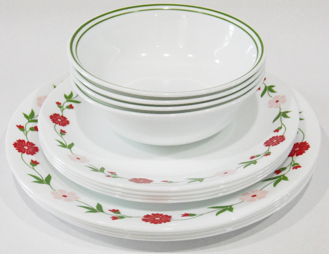 Corelle Splendor, White and Red Round 12-Piece Dinnerware Set