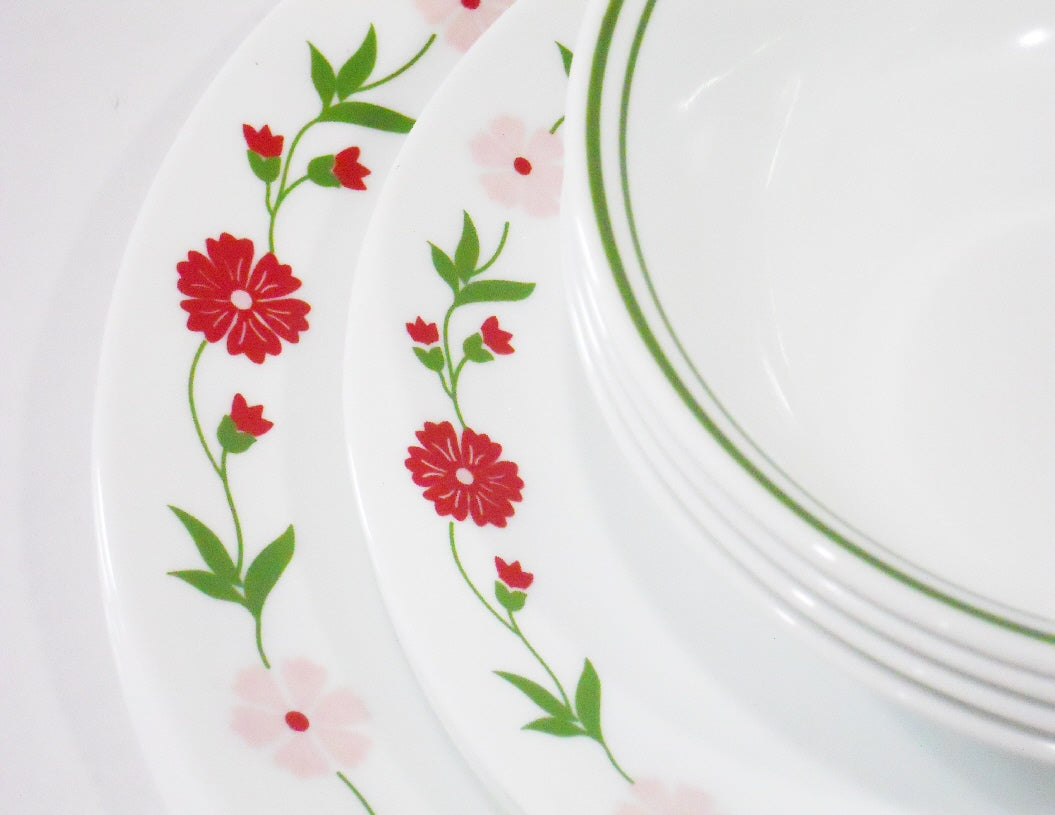 Corelle Rosemarie Bread Butter Plates Farmhouse Dinnerware Pink Green, Set  of 4 T17 READ DETAIL 