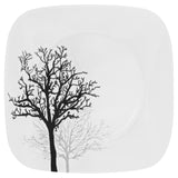 ❤️ 12-pc CORELLE Square TIMBER SHADOW DINNERWARE SET *Black Grey Bare Trees