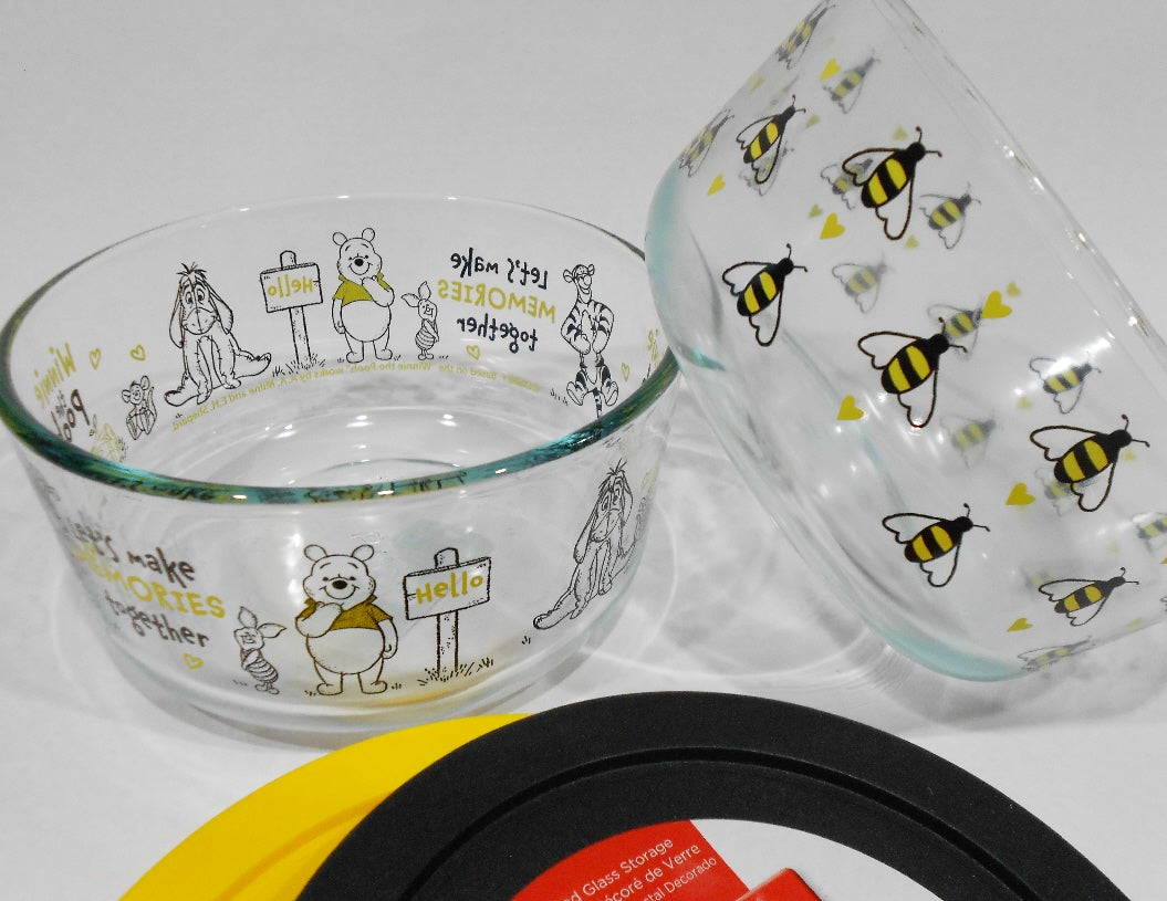❤️ NEW 8-pc PYREX Disney MICKEY MOUSE 4 Cup Glass STORAGE BOWL SET w/C –  Tarlton Place