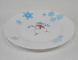❤️ 3-pc Corelle WINTER MAGIC LUNCH SET Plate Bowl Mug *Snowman Blue Snowflakes