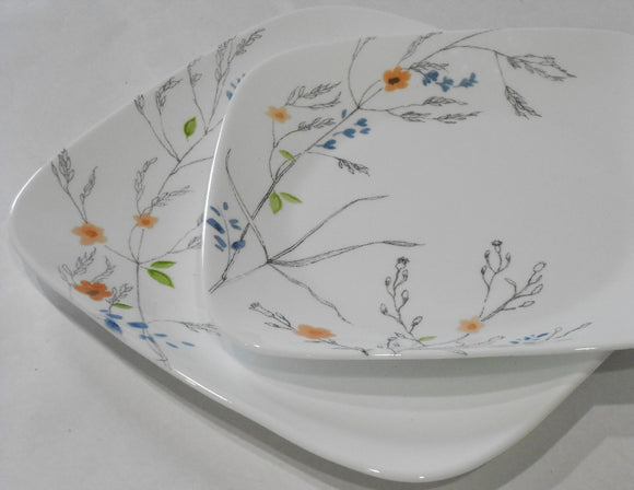 ❤️ 1 Corelle BOUTIQUE Square ADLYN *Choose: DINNER or LUNCH PLATE Watercolor Floral