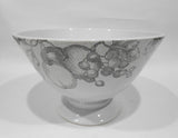 ❤️ CORELLE Life Styles ANTIQUE LINEN 9" Footed SERVING BOWL Gray Fruit Sketches