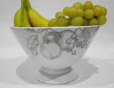 ❤️ CORELLE Life Styles ANTIQUE LINEN 9" Footed SERVING BOWL Gray Fruit Sketches