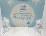 ❤️ 2002 AVON SNOWLADY 8" CANDY & NUT BOWL Dish Winter Holiday Ceramic Snow Women
