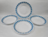 ❤️ 4-pc CORELLE Opal MilkGlass AZURE Blue MEDALLION 23-oz MEAL BOWLS Pasta Plate