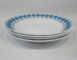 ❤️ 4-pc CORELLE Opal MilkGlass AZURE Blue MEDALLION 23-oz MEAL BOWLS Pasta Plate