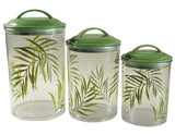 ❤️ NEW 3-pc Corelle BAMBOO LEAF Clear Acrylic CANISTER SET See-thru Storage Jars
