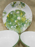 🌼16-pc Corelle BEVERLY DINNERWARE SET 🌼Daisy Green Yellow PLATES Dessert BOWLS