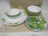 🌼16-pc Corelle BEVERLY DINNERWARE SET 🌼Daisy Green Yellow PLATES Dessert BOWLS