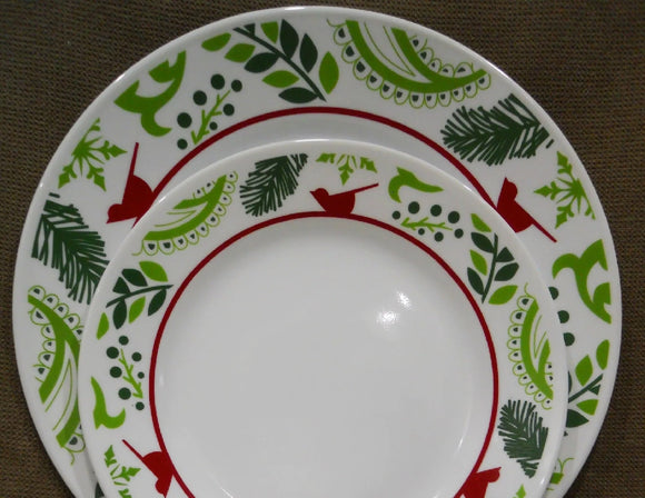 ❤️ Corelle BIRDS & BOUGHS Choose: DINNER or LUNCH PLATE Christmas Red Cardinals