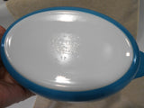 PYREX 10-oz HORIZON BLUE PIXIE 700 ml AuGratin Oval Dish Milkglass Mini Baker