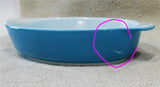 PYREX 10-oz HORIZON BLUE PIXIE 700 ml AuGratin Oval Dish Milkglass Mini Baker