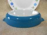 PYREX 10-oz HORIZON BLUE PIXIE 700 ml AuGratin Oval Dish Milkglass Mini Baker