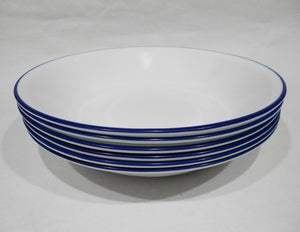 ❤️ 6 Corelle BRIGHT BLUE RIM 20-oz PASTA BOWLS 8.5 Shallow Coupe Entree Salad Meal