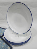 ❤️ 6 Corelle BRIGHT BLUE RIM 20-oz PASTA BOWLS 8.5 Shallow Coupe Entree Salad Meal