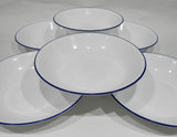 ❤️ 6 Corelle BRIGHT BLUE RIM 20-oz PASTA BOWLS 8.5 Shallow Coupe Entree Salad Meal