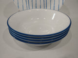 Share 4 NEW Corelle BOTANICAL STRIPES 10-oz DESSERT BOWLS *KEY WEST Blue Rims