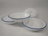 Share 4 NEW Corelle BOTANICAL STRIPES 10-oz DESSERT BOWLS *KEY WEST Blue Rims