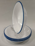Share 4 NEW Corelle BOTANICAL STRIPES 10-oz DESSERT BOWLS *KEY WEST Blue Rims