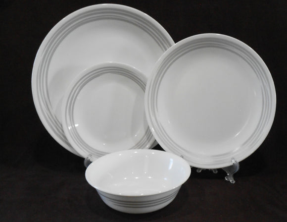 ❤️ NEW 16-pc Corelle BRUSHED SILVER GRAY Dinnerware w/ Dinner Lunch Plates Bowls