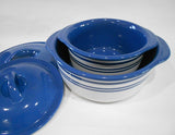 ❤️ NEW 4-pc Corelle CLASSIC CAFE BLUE Stoneware CASSEROLE SET 2.5, 1.5-Qt w/LIDS