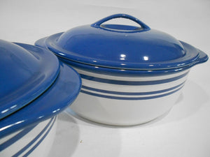 ❤️ NEW 4-pc Corelle CLASSIC CAFE BLUE Stoneware CASSEROLE SET 2.5, 1.5-Qt w/LIDS