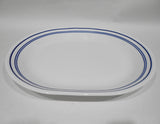 ❤️ Corelle CLASSIC CAFE BLUE BANDS 12x10 Serving Platter PLATE Triple Cobalt Navy Stripes