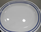 ❤️ Corelle CLASSIC CAFE BLUE BANDS 12x10 Serving Platter PLATE Triple Cobalt Navy Stripes