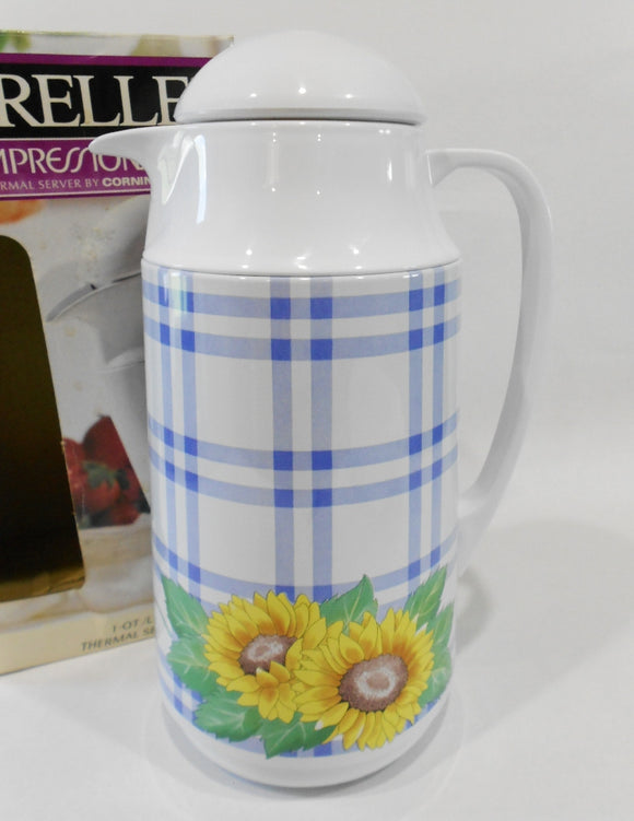 ❤️ Corelle SUNSATIONS 1-Qt Thermal SERVING CARAFE Hot Cold Coffee Tea SUNFLOWERS