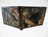 ❤️ CARHARTT Bifold Camo PASSCASE WALLET in GOLD TIN / Mossy Oak Leather Canvas