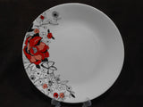 ❤️ NEW 12-pc Corelle CHELSEA ROSE Round Dinnerware Set *Floral RED GRAY BLACK