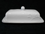 Corelle Boutique CHERISH PORCELAIN COVERED BUTTER DISH Embossed Blossoms