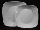 Corelle Square BOUTIQUE CHERISH 9" Lunch OR 10.5" Dinner Plate *White Embossed
