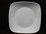 Corelle Square BOUTIQUE CHERISH 9" Lunch OR 10.5" Dinner Plate *White Embossed