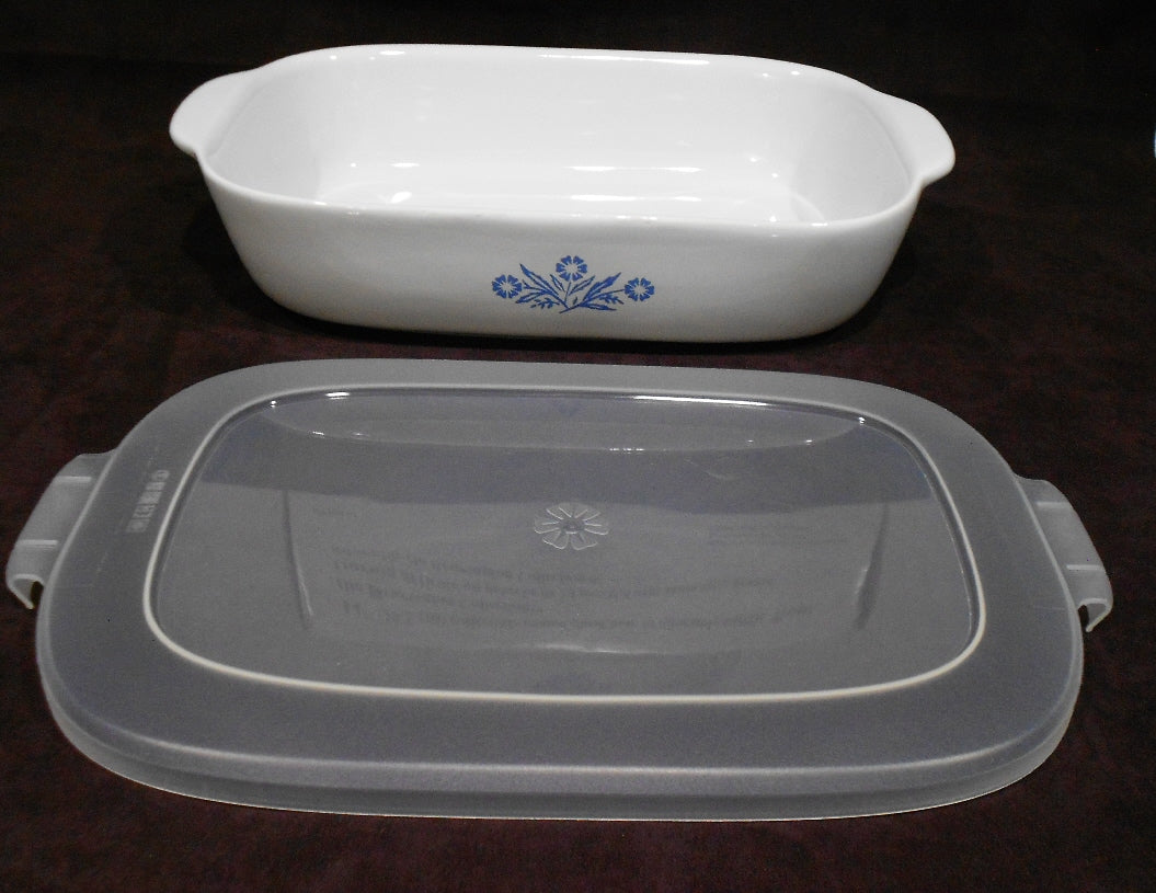 ❤️ CORNING Anniversary CORNFLOWER BLUE Stoneware Baker *CASSEROLE COVER