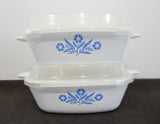 ❤️ 4-pc Corningware BLUE CORNFLOWER Pyroceram Petite Pans P41 DISHES & COVERS